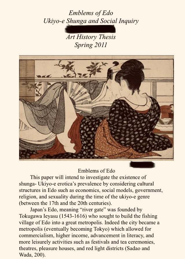 Emblems of Edo, Ukiyo-e Shunga and Social Inquiry Art History Thesis Cover Page